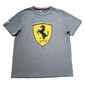 Puma Scuderia Ferrari Embossed Logo Size XL Mens Grey T-Shirt Classic Italy